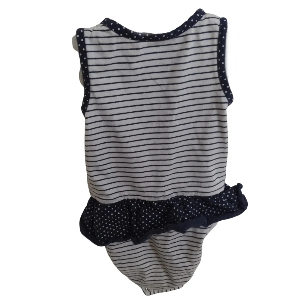 Bn) Carter’s Baby Girl 12M Striped & Polka Dot Ruffle Romper – Summer Outfit